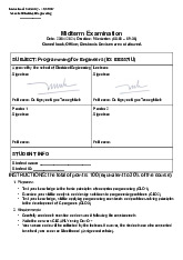 Đề thi giữa kỳ học phần Programming for Engineers năm 2024 | Trường Đại học Quốc tế, Đại học Quốc gia Thành phố Hồ Chí Minh