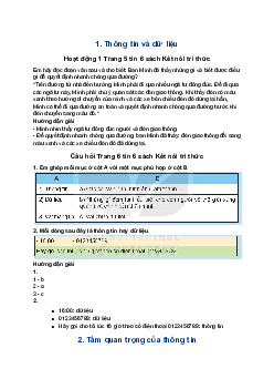 Giải SGK Tin học 6 Bài 1 Thông tin và dữ liệu | Kết nối tri thức