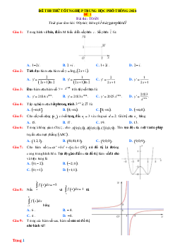 TOP 10 đề thi thử tốt nghiệp THPT Toán 2024 (có lời giải chi tiết)