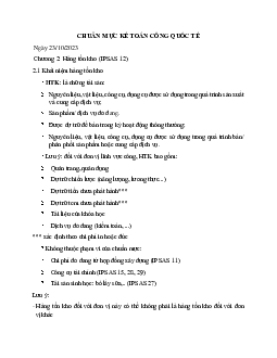 Tóm tắt lý thuyết môn Chuẩn mực kế toán quốc tế nội dung chương 2: Hàng tồn kho