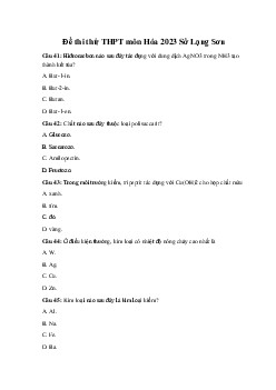 Đề thi thử THPT Quốc gia năm 2023 môn Hóa học lần 1 Sở GD&ĐT Lạng Sơn (có đáp án)