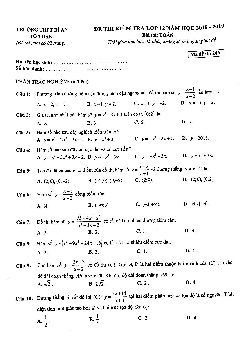 Đề thi kiểm tra Giải tích 12 chương 1 năm 2018 – 2019 trường THPT Dĩ An – Bình Dương