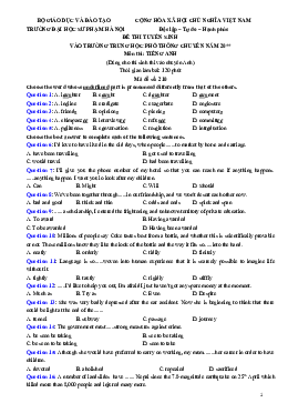 Đề Thi Tuyển Sinh Vào Trường Trung Học Phổ Thông Chuyên Trường Đại Học Sư Phạm Hà Nội
