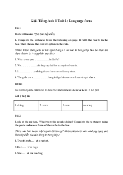 Giải Tiếng Anh 8 Unit 1: Language focus | Friends Plus