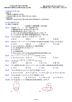Đề cương giữa kì 1 Toán 10 năm 2021 – 2022 trường THPT Lương Ngọc Quyến – Thái Nguyên