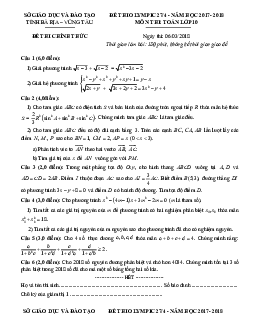Đề thi Olympic 27/4 Toán 10 năm 2017 – 2018 sở GD và ĐT Bà Rịa – Vũng Tàu