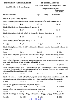 Đề giữa kì 2 Toán 10 năm 2022 – 2023 trường THPT Nguyễn Gia Thiều – Hà Nội
