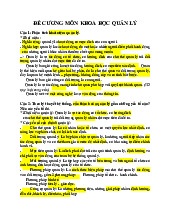 Đề cương môn Khoa học quản lý| Đại học Nội Vụ Hà Nội