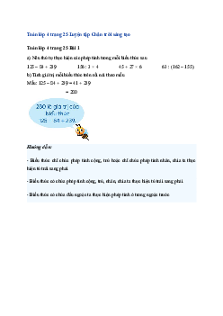 Toán lớp 4 trang 25 Bài 9: Ôn tập biểu thức số Chân trời sáng tạo