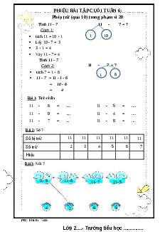 Phiếu bài tập cuối tuần lớp 2 môn Toán Kết nối tri thức - Tuần 6