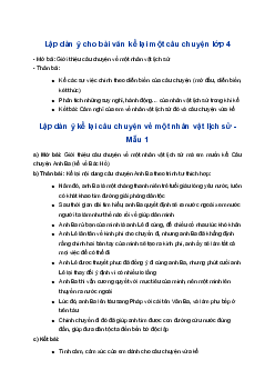 Lập dàn ý Kể lại câu chuyện về một nhân vật lịch sử | Tập làm văn 4