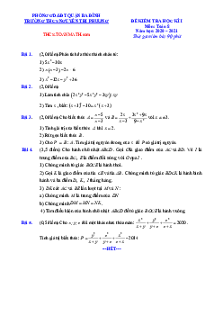 Đề thi học kì 1 Toán 8 năm 2020 – 2021 trường THCS Nguyễn Tri Phương – Hà Nội