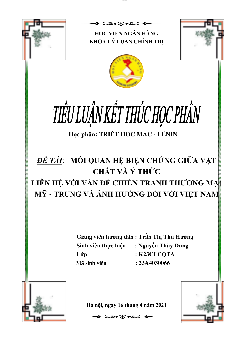 Tiểu Luận Mối Quan Hệ Biện Chứng Giữa Vật Chất Và Ý Thức | Triết học Mác - Lênin | Học viện Ngân Hàng