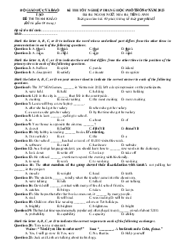 Đề minh họa thi tốt nghiệp THPT 2023 Tiếng Anh Bộ GD&ĐT có đáp án