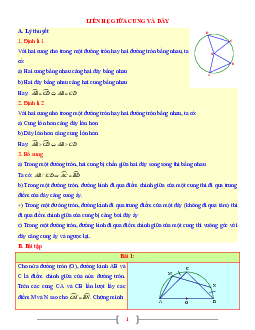 Tài liệu Toán 9 chủ đề liên hệ giữa cung và dây