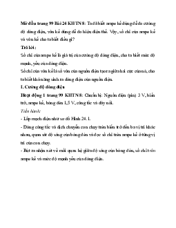 Giải Khoa học tự nhiên 8 bài 24: Cường độ dòng điện và hiệu điện thế | Kết nối tri thức