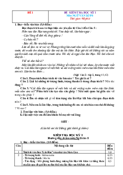 Bộ 20 đề thi học kỳ 1 Ngữ văn 8 có đáp án có phần trắc nghiệm rất hay
