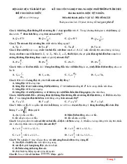 Đề thi tốt nghiệp THPT 2022 Vật Lý có đáp án - Mã đề 221