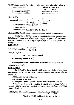 Đề khảo sát Toán 9 tháng 3 năm 2021 trường THCS Nguyễn Trãi – Hà Nội
