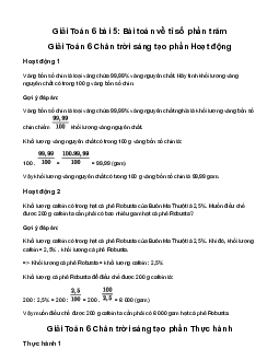 Giải Toán 6 Bài 5: Bài toán về tỉ số phần trăm sách Chân Trời Sáng Tạo