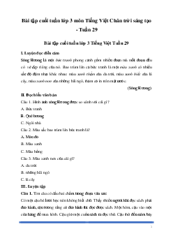 Bài tập cuối tuần lớp 3 môn Tiếng Việt Chân trời sáng tạo - Tuần 29