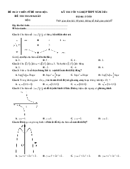 Đề thi thử THPTQG môn Toán năm 2024 phát triển từ đề minh họa (có đáp án)