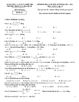 Đề cuối kỳ 2 Toán 11 năm 2021 – 2022 trường Lạc Long Quân – Bến Tre