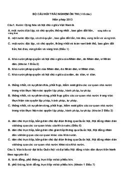 Bài tập trắc nghiệm | Pháp luật đại cương | Đại học Khoa học Xã hội và Nhân văn, Đại học Quốc gia Thành phố HCM