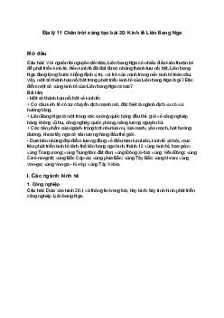 Địa lý 11 Chân trời sáng tạo bài 20: Kinh tế Liên Bang Nga