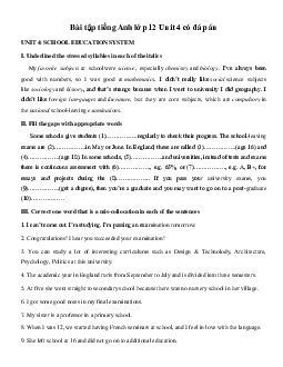 Tổng hợp Bài tập Tiếng Anh lớp 12 Unit 4: School Education System có đáp án