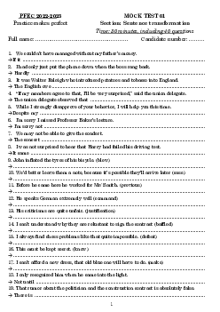 Viết lại câu ôn thi học sinh giỏi Tiếng Anh năm học 2022 - 2023 (31 tests - 1200 câu) without key