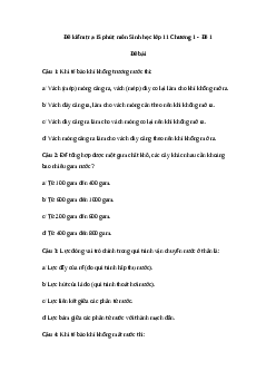 Bộ đề kiểm tra 15 phút môn Sinh học lớp 11 Chương 1| Kết nối tri thức