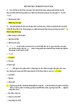 Đề thi trắc nghiệm môn Tâm lí học có đáp án