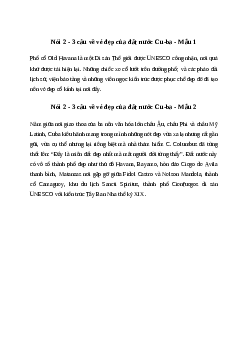 Nói 2 - 3 câu về vẻ đẹp của đất nước Cu-ba | Tiếng việt 4 Chân trời sáng tạo