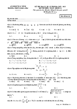 Đề thi KSCL lần 1 Toán 11 năm 2022 – 2023 trường THPT Hàm Long – Bắc Ninh