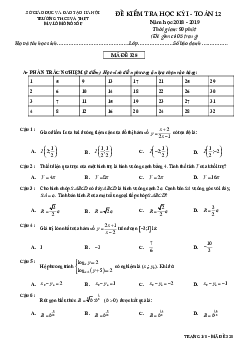 Đề kiểm tra học kỳ 1 Toán 12 năm học 2018 – 2019 trường M.V Lômônôxốp – Hà Nội