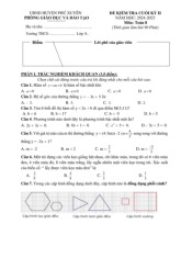 Đề cuối kỳ 2 Toán 8 năm 2024 – 2025 phòng GD&ĐT Phú Xuyên – Hà Nội