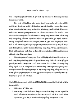 Đề cương ôn tập môn Tâm lý học | Học viện Báo chí và tuyên truyền