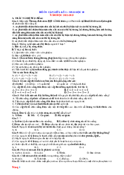 Đề ôn tập giữa học kỳ 1 môn Sinh học 10 năm 2022-2023 (có đáp án) ma trận