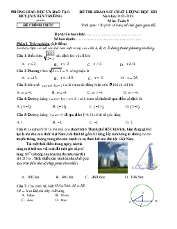 Đề học kì 1 Toán 9 năm 2023 – 2024 phòng GD&ĐT Xuân Trường – Nam Định