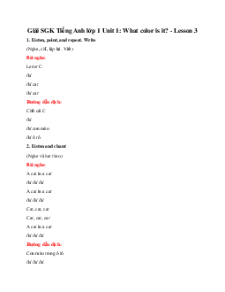 Giải SGK Tiếng Anh lớp 1 Unit 1: What color is it? - Lesson 3 | Family & Friends