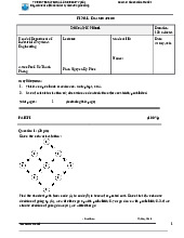 Đề thi cuối kỳ học phần Stochastic Model năm 2016 | Trường Đại học Quốc tế, Đại học Quốc gia Thành phố Hồ Chí Minh