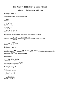 Giải Toán 11 Bài 2: Giới hạn của hàm số | Cánh diều