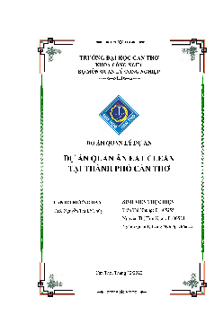 Đồ án "Dự án quán ăn eat clean tại thành phố Cần Thơ"