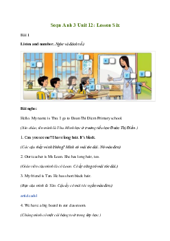 Giải Tiếng Anh lớp 3 Unit 12: Lesson Six | Family and Friends