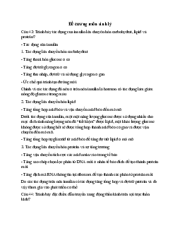 Đề cương môn sinh lý câu 43