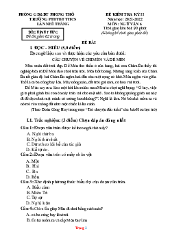Đề thi kỳ 2 Văn 6 THCS Lán Nhì Thàng 2021-2022 (có đáp án)