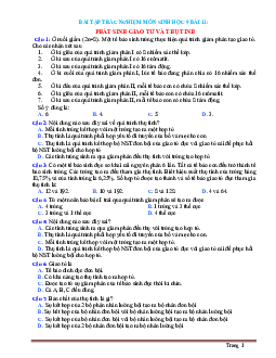 TOP 15 Câu hỏi trắc nghiệm Sinh học 9 bài 11: Phát sinh giao tử và thụ tinh (có đáp án)
