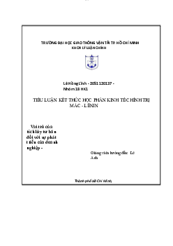 Tiểu luận tích lũy tư bản đối với sự phát triển của doanh nghiệp | Trường Đại học Giao thông Vận Tải