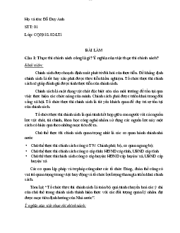 Bài kiểm tra điều kiện môn Phân tích tài chính công | Học viện Tài chính